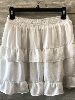 Hello Molly White Tiered Ruffle Mini Skirt